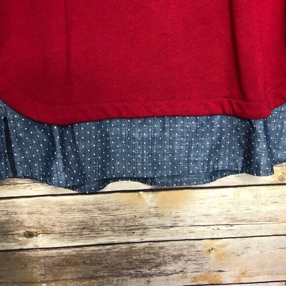🌷5 for $25 IZOD Mixes Media Sweater Top with Polka Dots - Picture 6 of 7